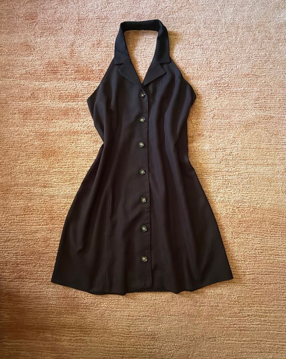 Monteau Los Angeles Brown Halter Button-Front Dress Size L
